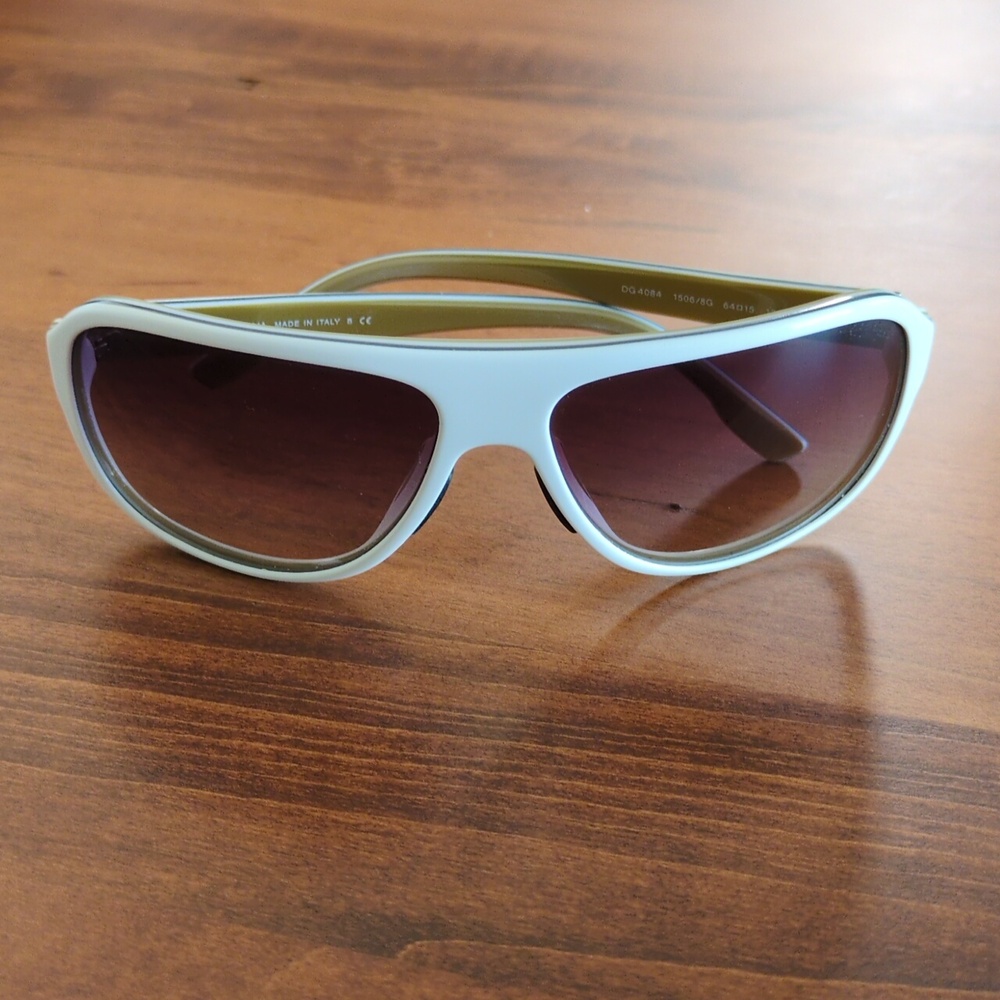 Dolce & Gabbana White Sunglasses with Olive Arms